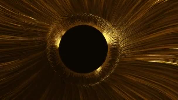 Luxe Gouden Lijn Golvende Met Lichteffect Zwarte Kopieerruimte Cirkel Het — Stockvideo