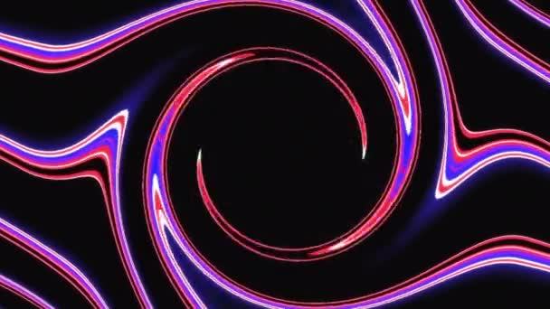 Abstract Wervelende Kleurrijke Omtrek Draaiend Zwarte Achtergrond Lusbare Achtergrond Animatie — Stockvideo