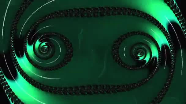 Abstraktní Vířivý Zelený Fraktál Rotující Černém Pozadí Animace Pozadí Smyčky — Stock video