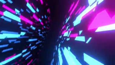 Mor ve mavi çizgi tünelinde uçuyor ve dönüyor. Büyük veri döngüsü, canlandırma arkaplanı