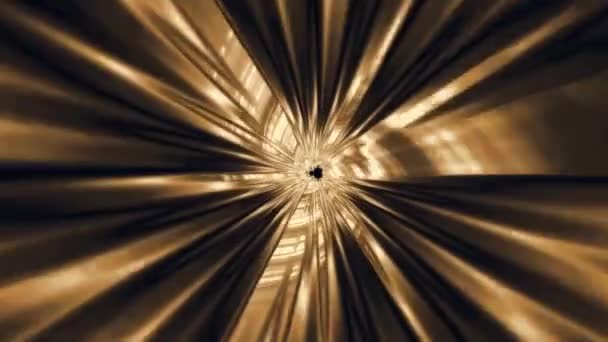 Voando Pelo Túnel Luxo Dourado Hiperespaço Loop Capaz Fundo Moderno — Vídeo de Stock