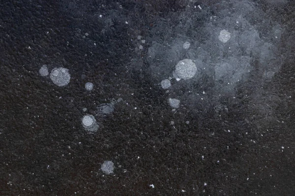 Gheață Curată Suprafața Iazului Înghețat Bule Îngheț Fundalul Texturii — Fotografie, imagine de stoc