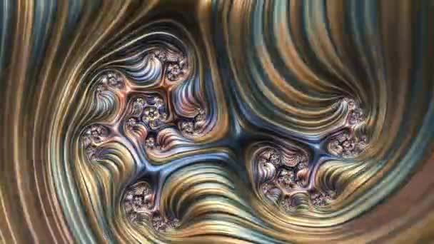Абстрактная Фрактальная Красочная Сине Золотая Спиральная Линия Текущих Цветов Современная — стоковое видео