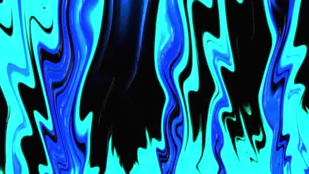 Zářící Modrá Tekutá Barva Proudí Černé Mramorové Textuře Moderní Animace — Stock video