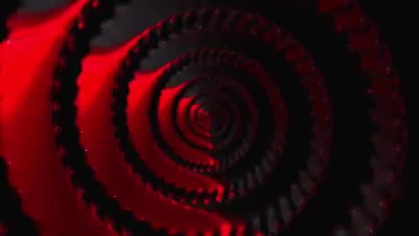 Vliegen Door Fractal Spiraal Roterende Rode Tunnel Abstracte Snelheid Bewegingsachtergrond — Stockvideo