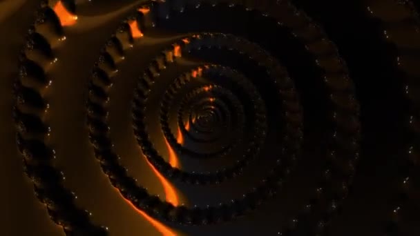 Vola Attraverso Tunnel Oro Lusso Spirale Frattale Velocità Astratta Sfondo — Video Stock