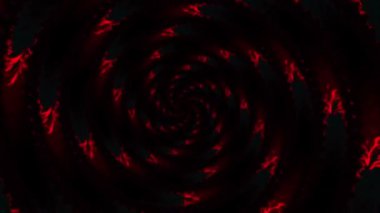 Fraktal spiral boyunca uçarak dönen kırmızı tünel. Soyut hız, hareket arkaplanı