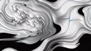 Mavi, beyaz ve siyah dalga mermer kabartmalı doku akıyor. 3D özet, dijital canlandırmayı büyüt