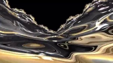 Siyah arka planlı lüks altın dağlık fraktal mermer arazide uçuyor. Modern topoğrafya haritası, veri, soyut arkaplan