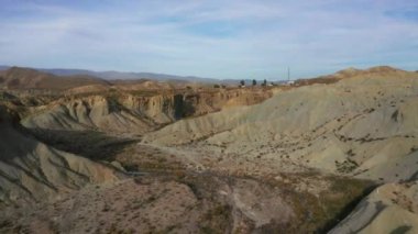Tabernas Desert landscape soon before sunset, Almeria, Andalusia, Spain