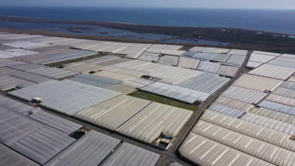 Aerial View Huge Area Greenhouses Almeria Andalusia Spain — Vídeos de Stock