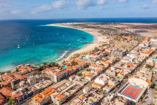 Santa Maria Şehrinde Sal Adası Cape Verde Turkuaz Üzerindeki Iskele — Stok fotoğraf