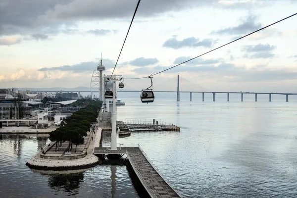 Kabelbaan Telecabine Langs Taag Lissabon Hoofdstad Van Portugal — Stockfoto