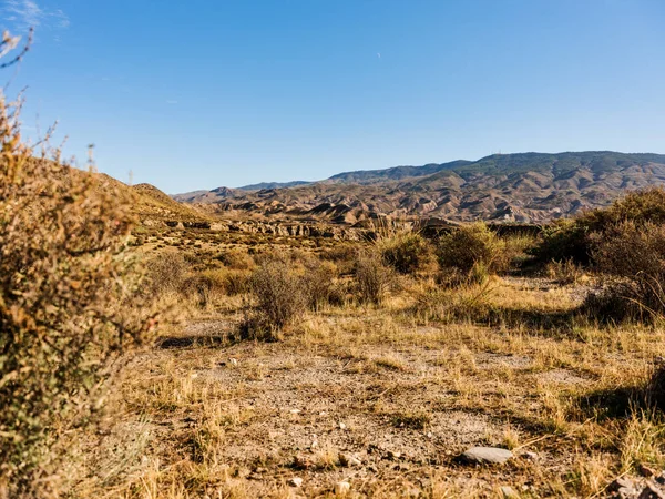 Gran Vista Del Desierto Tabernas Campo Mediterráneo Escenario Famosas Películas — Foto de Stock