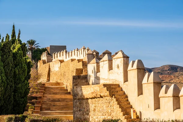 Wielki Viw Alcazaba Almeria Ufortyfikowany Kompleks Południowej Hiszpanii Budowa Obronnej — Zdjęcie stockowe