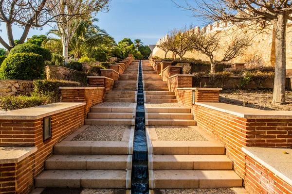 Exterior Escaleras Alcazaba Almería Complejo Fortificado Sur España Construcción Ciudadela —  Fotos de Stock