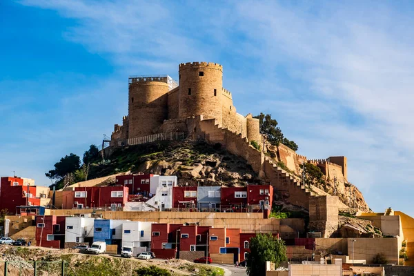 Grande Vista Histórica Alcabaza Almeria Castelo Almeria Uma Construção Complexa — Fotografia de Stock