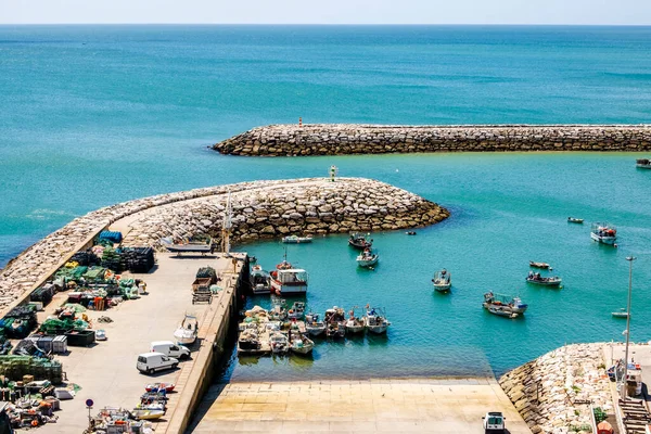 Prachtig Uitzicht Marina Albufeira Mooie Zomerfoto Blauwe Hemel Zijpad Fisherman — Stockfoto