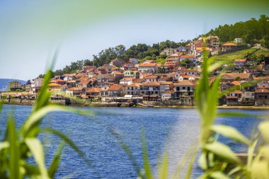 Güzel şehir okyanus manzarası, Combarro, İspanya, Galiçya