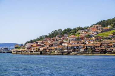 Güzel şehir okyanus manzarası, Combarro, İspanya, Galiçya