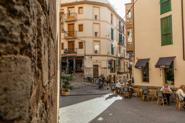 Palma Mallorca España Octubre 2023 Encantadoras Calles Españolas Día Soleado Imagen de archivo