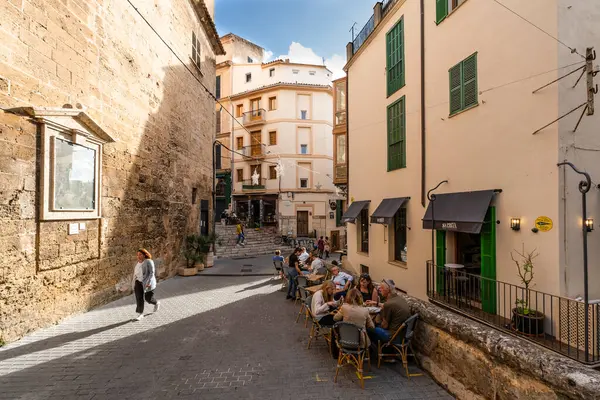 Palma Mallorca Spain October 2023 Charming Spanish Streets Sunny Day Stock Image