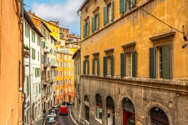 Perugia, Umbria 'daki Güzel Şehir ve Taş Mimari - İtalya