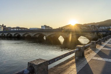 Beautiful Landscape View of Burgo Bridge on Lerez River in Pontevedra, Galicia, Spain clipart