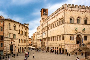 Perugia, Italy - May 30, 2024: Beautiful Main Square of Palace of Priors, Umbria, Italy clipart