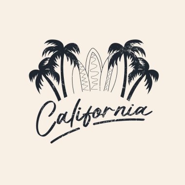 vintage california beach label with palm trees and los angeles california design, vector illustration. summer vibe artwork graphics for t shirt or others apparels.