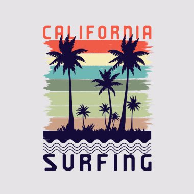 vintage california beach label with palm trees and los angeles california design, vector illustration. summer vibe artwork graphics for t shirt or others apparels.