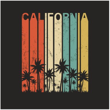 vintage california beach label with palm trees and los angeles california design, vector illustration. summer vibe artwork graphics for t shirt or others apparels.