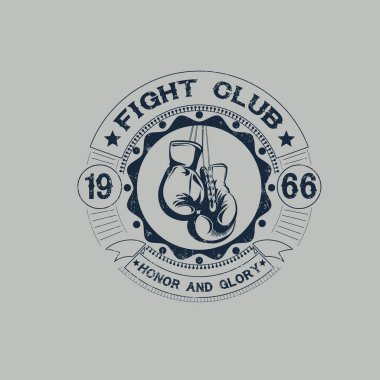 fight club graphics in Vintage vector engraved illustration. xoxing logo design for fashion or others.