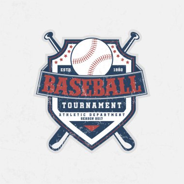 Creative vintage t-shirt graphic design, grange print stamp, baseball typography emblem, sports logo, Vector