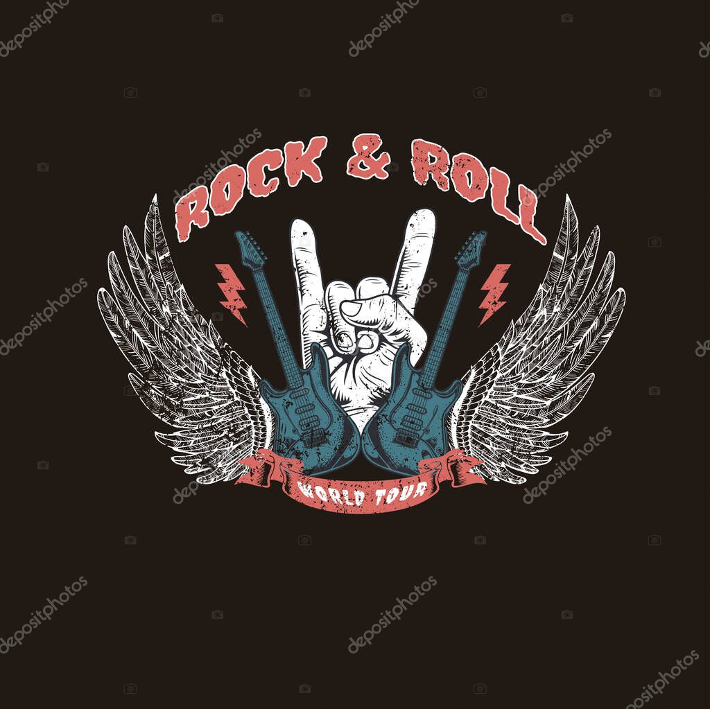 Rock and roll world tour rock music artwork for t shirt or others.