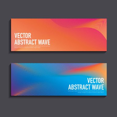 Pembe mavi dalga sancak vektörleri ayarlandı. Yaratıcı grafik tasarımı için rengarenk grafiklere sahip bir dizi dalga çizgisi. Vektör illüstrasyonu.