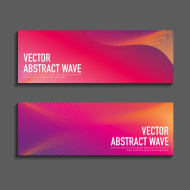 Pembe mavi dalga sancak vektörleri ayarlandı. Yaratıcı grafik tasarımı için rengarenk grafiklere sahip bir dizi dalga çizgisi. Vektör illüstrasyonu.
