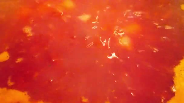 Červená Polévka Vaří Ukrajinský Boršč Ukrajinské Národní Tradiční Potraviny Teplé — Stock video