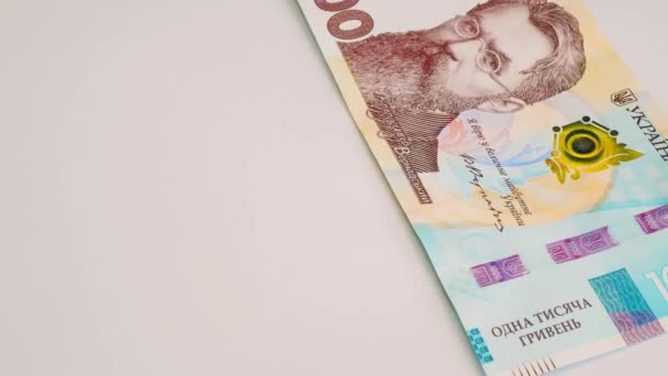 Contagem Dinheiro Hryvnia Ucraniana Movimento Lento Dinheiro Recálculo Dinheiro Ucraniano — Vídeo de Stock