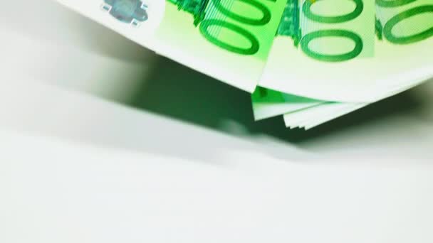 Számolom Pénzt Euróban Lassú Mozgás Európai Pénz Újraszámítása 100 Euró — Stock videók
