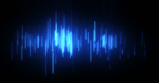 Ecualizador Digital Azul Ondas Sonido Audio Sobre Fondo Negro Señal — Vídeos de Stock