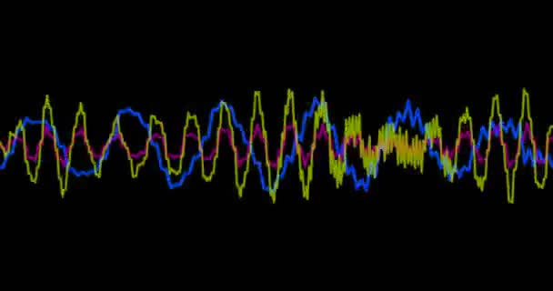 Цифровой Эквалайзер Аудио Звуковые Волны Черном Фоне Стерео Звуковой Эффект — стоковое видео