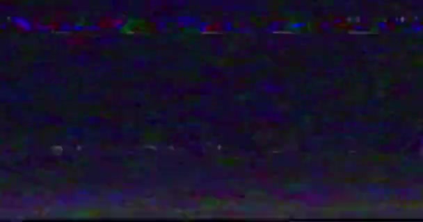 カラフルな背景 現実的な明滅 悪い干渉 静的な騒音の背景が付いているアナログのヴィンテージTv信号 オーバーレイ — ストック動画