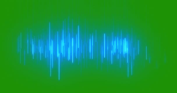 Ondas Sonoras Espectro Áudio Equalizador Digital Azul Fundo Tela Verde — Vídeo de Stock