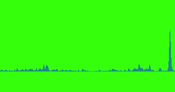 Синий Цифровой Эквалайзер Аудио Спектра Звуковых Волн Хрома Ключ Зеленый — стоковое видео
