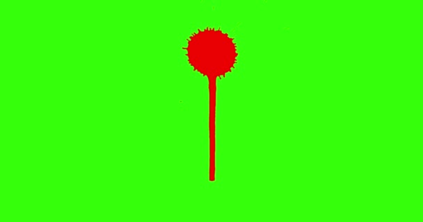 Abstrakcyjny Czerwony Tusz Krwi Rozprysk Akwarela Tle Zielonego Ekranu Chroma — Wideo stockowe