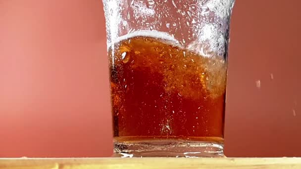 Glass Fresh Beer Drops Gold — Stock Video