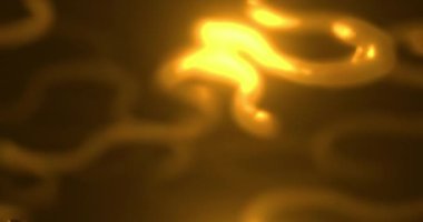 Siyah zemin üzerinde kıvrımlı parlak çizginin soyut altın optik hareketi, bilim kavramı