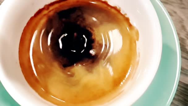 Coffee Drop Falling Super Slow Motion Cup Espresso Italian Coffee — Stock Video