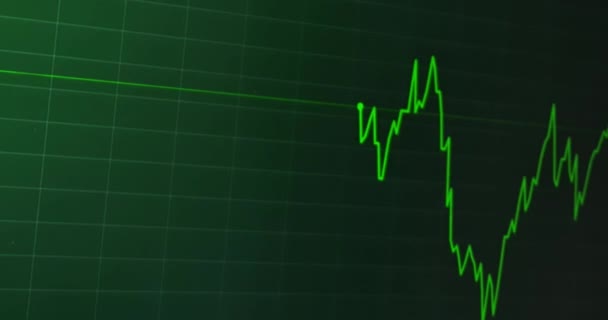 Groene Prijs Handel Lineaire Grafiek Asset Symbolen Die Snel Bewegende — Stockvideo